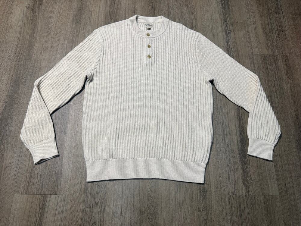 Knit for J.Crew Men's Cream Crewneck Henley Sweater